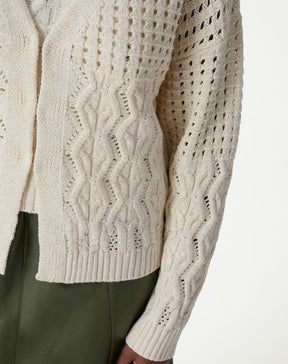 CARDIGAN TRICOT PONTO DIFERENCIADO - BEGE