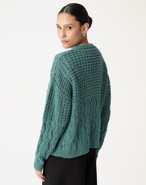 CARDIGAN TRICOT PONTO DIFERENCIADO - VERDE