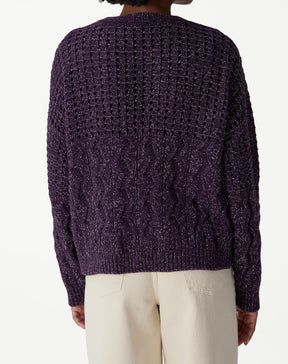 CARDIGAN TRICOT PONTO DIFERENCIADO - ROXO