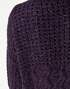 CARDIGAN TRICOT PONTO DIFERENCIADO - ROXO