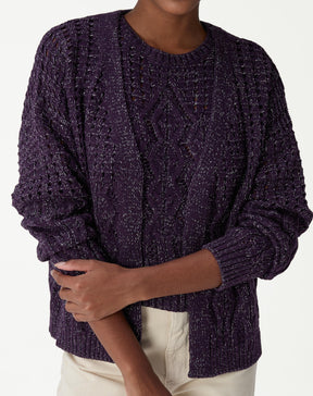 CARDIGAN TRICOT PONTO DIFERENCIADO - ROXO