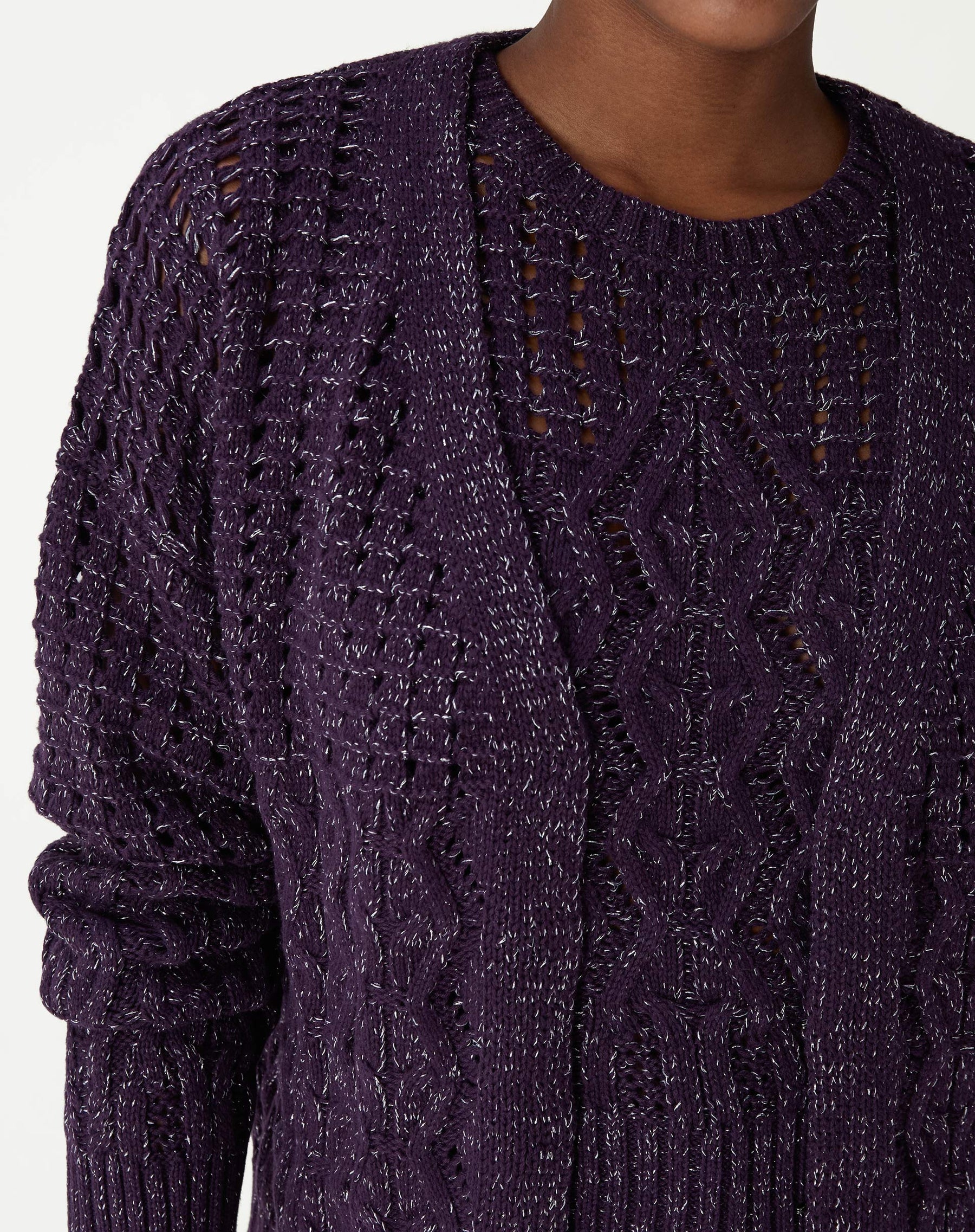 CARDIGAN TRICOT PONTO DIFERENCIADO - ROXO