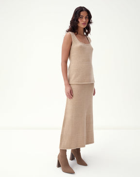 REGATA ALONGADA DE TRICOT - BEGE