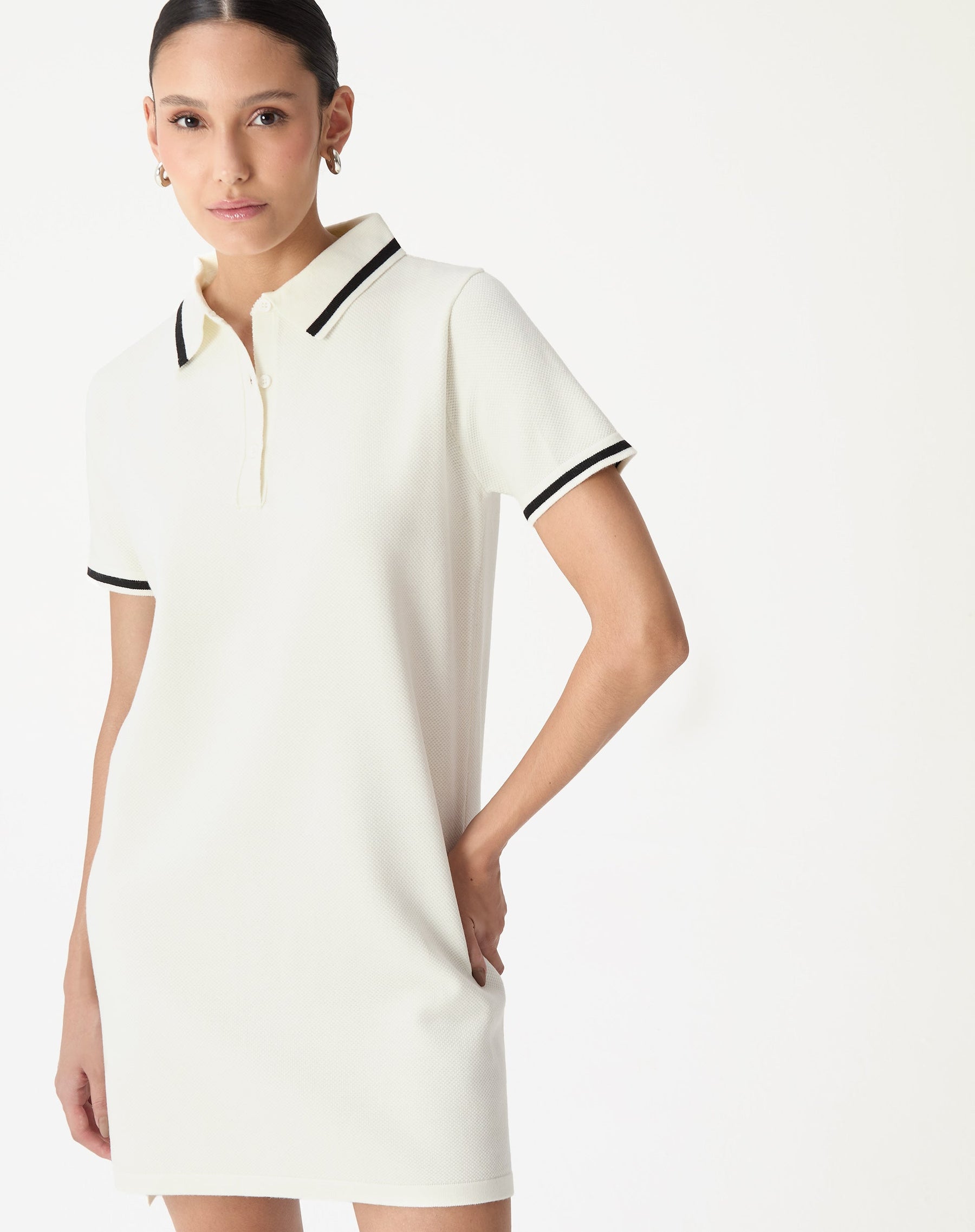VESTIDO POLO TRICOT - OFF-WHITE