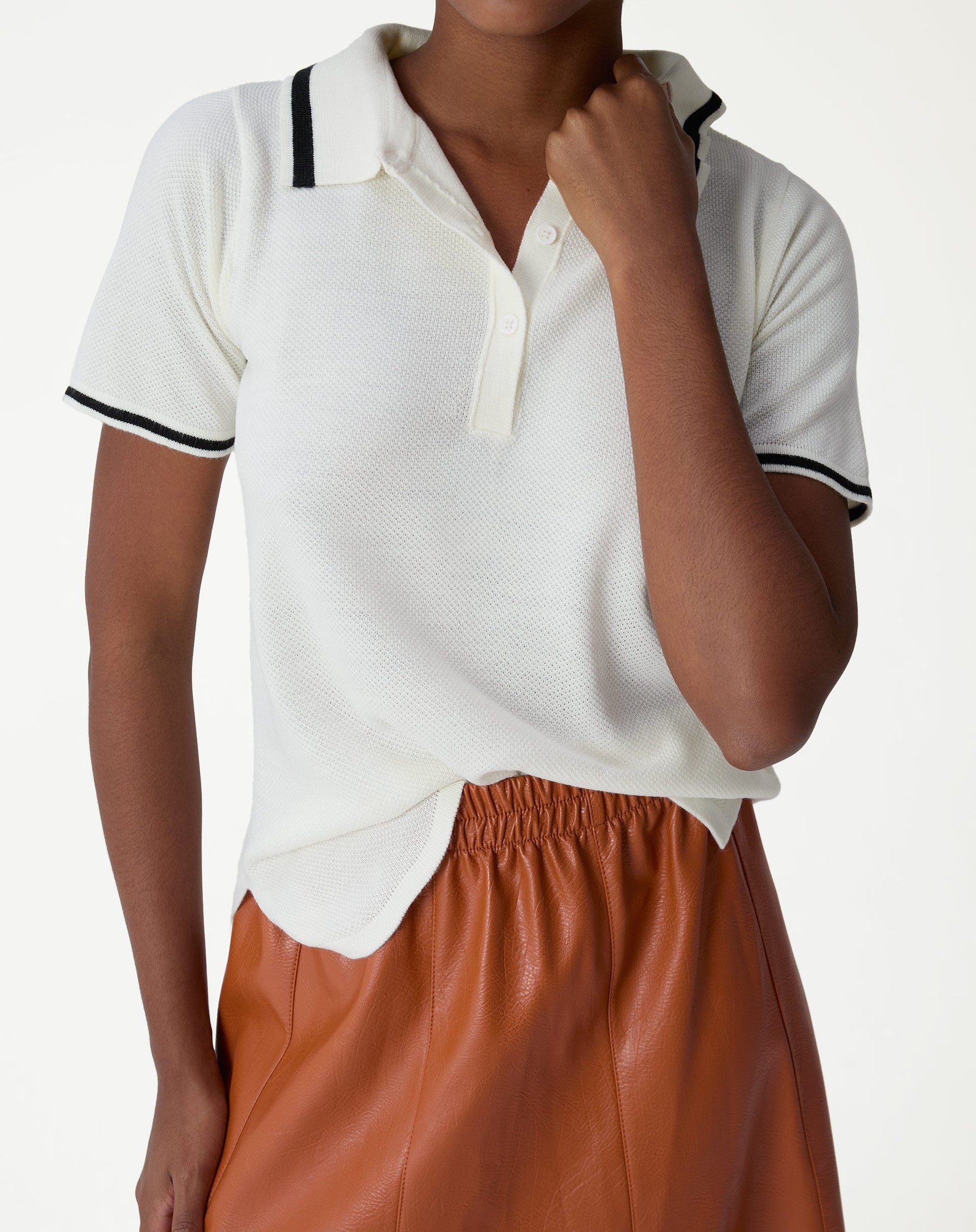 BLUSA POLO TRICOT - OFF-WHITE