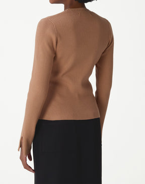 SUÉTER TRICOT GOLA CARECA - BEGE