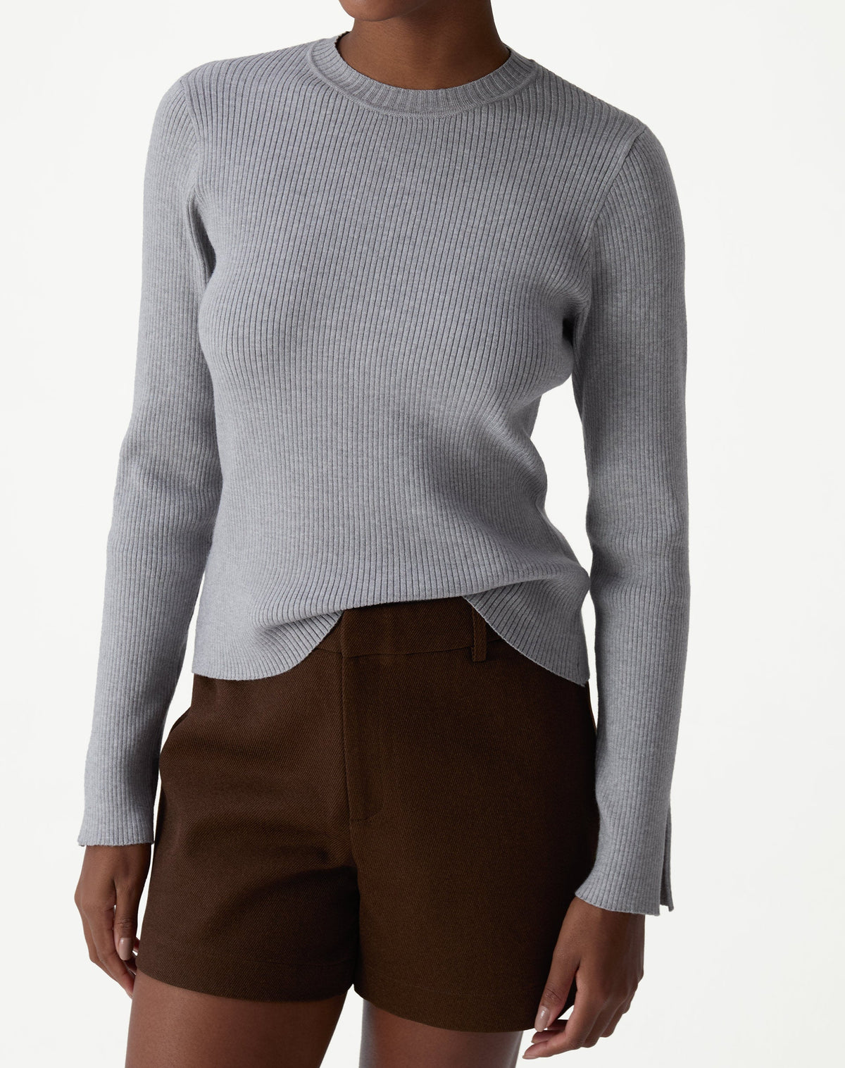 SUÉTER TRICOT GOLA CARECA - CINZA MESCLA