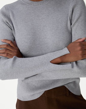 SUÉTER TRICOT GOLA CARECA - CINZA MESCLA