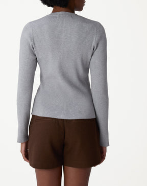 SUÉTER TRICOT GOLA CARECA - CINZA MESCLA