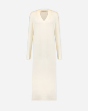 VESTIDO MÍDI TRICOT MANGA LONGA - OFF-WHITE