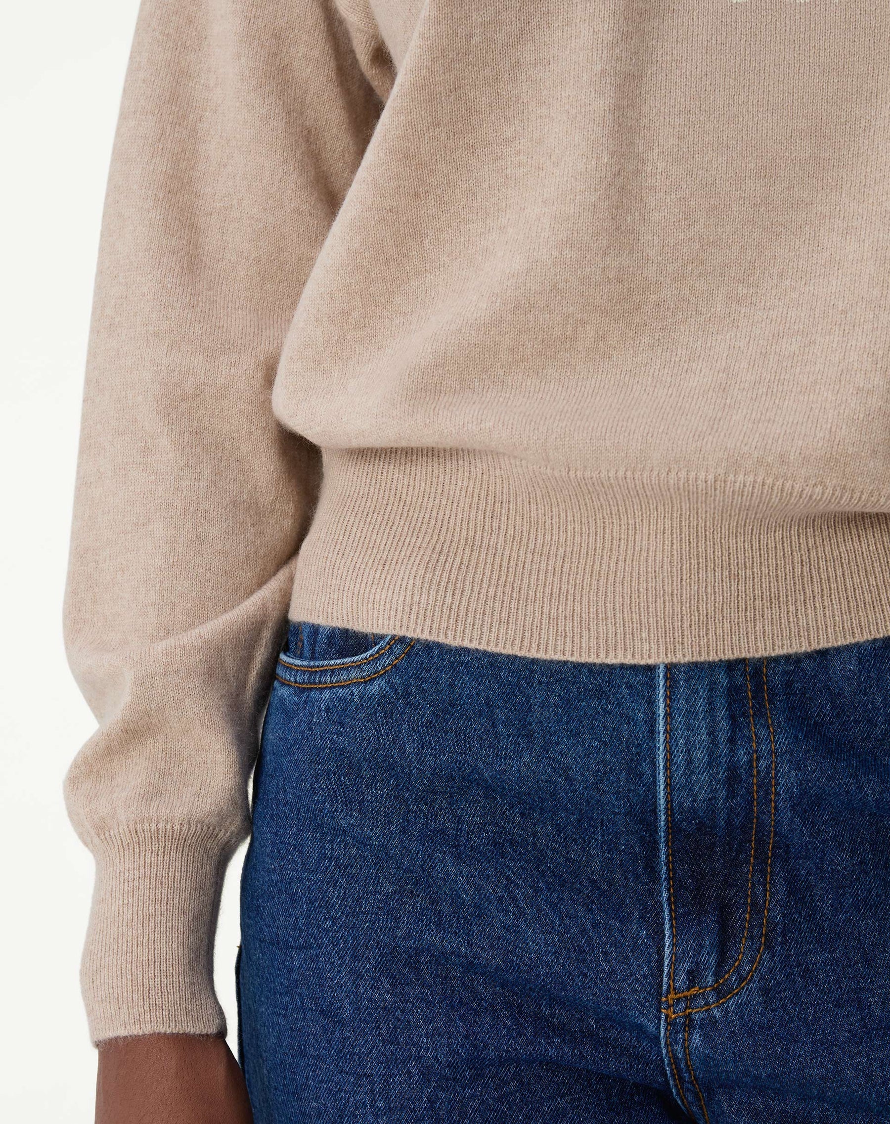 SUÉTER GOLA CARECA DE CASHMERE - CAQUI