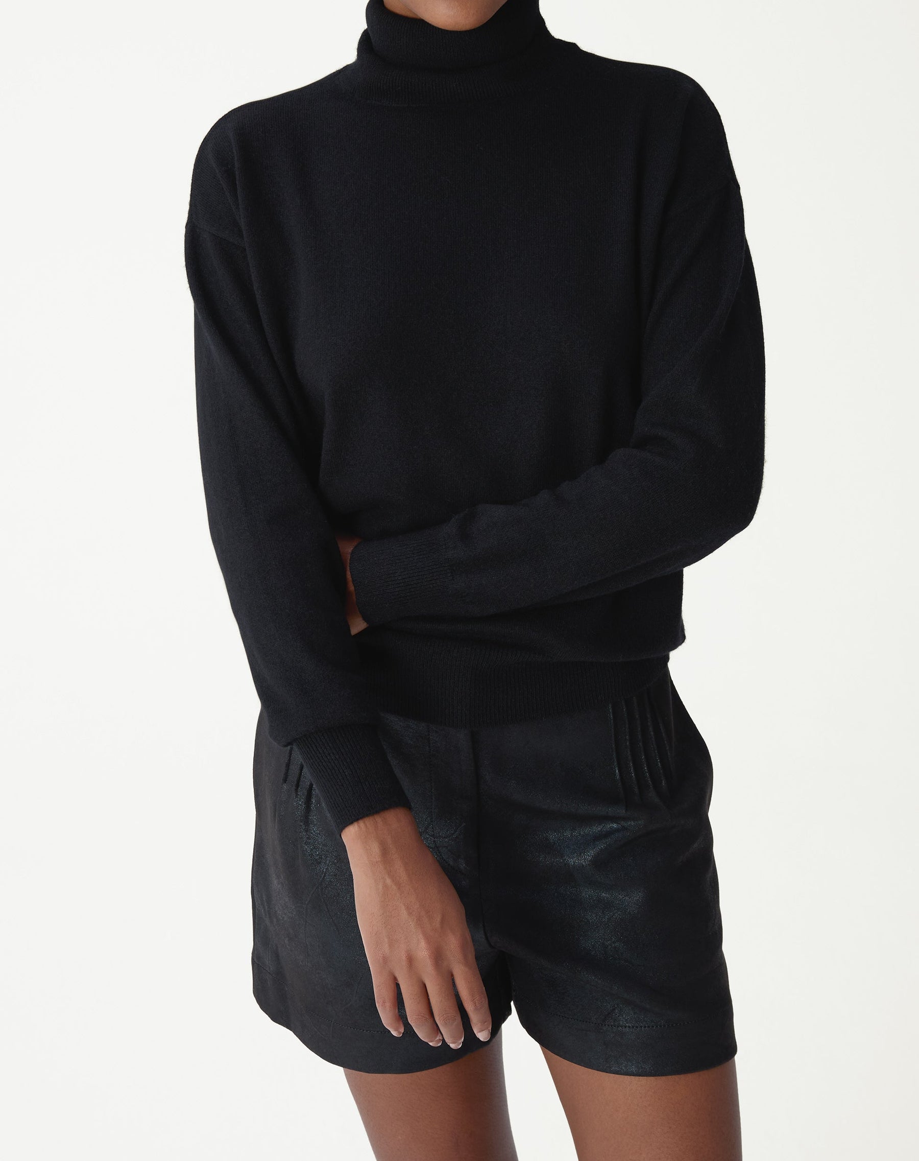 Suéter Gola Alta de Cashmere  - PRETO