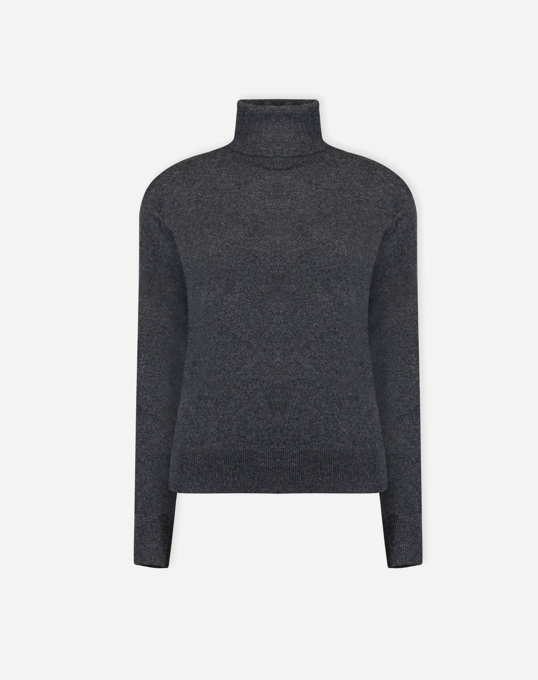 SUÉTER CASHMERE GOLA ALTA  - CINZA MESCLA ESCURO