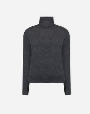SUÉTER CASHMERE GOLA ALTA  - CINZA MESCLA ESCURO