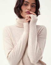 SUÉTER CASHMERE GOLA ALTA  - AREIA