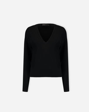 SUÉTER CASHMERE GOLA V  - PRETO
