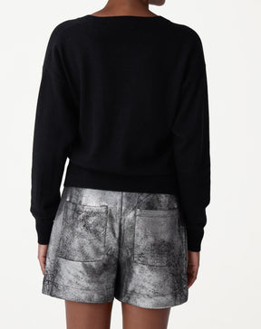 SUÉTER CASHMERE GOLA V  - PRETO