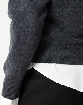 SUÉTER CASHMERE GOLA V  - CINZA MESCLA ESCURO