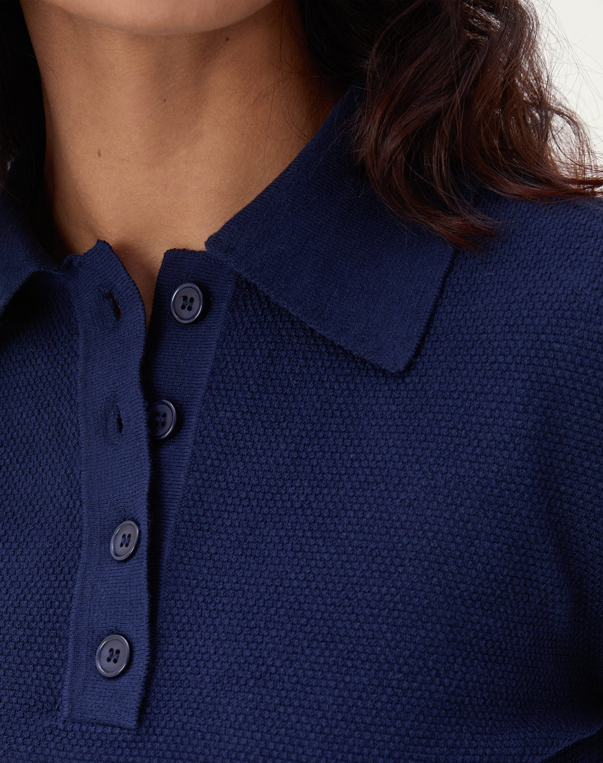 SUÉTER GOLA POLO MANGA LONGA TRICOT - AZUL MARINHO