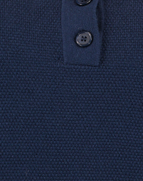 SUÉTER GOLA POLO MANGA LONGA TRICOT - AZUL MARINHO