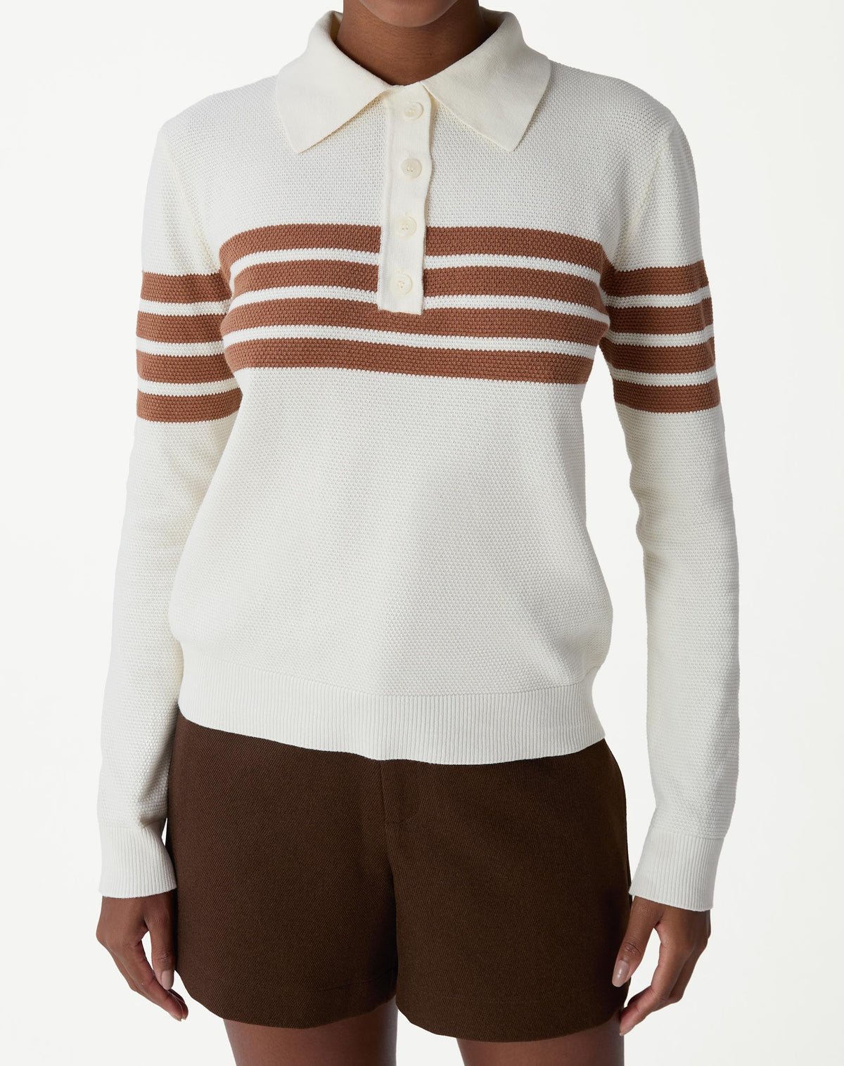 SUÉTER GOLA POLO MANGA LONGA TRICOT - OFF-WHITE
