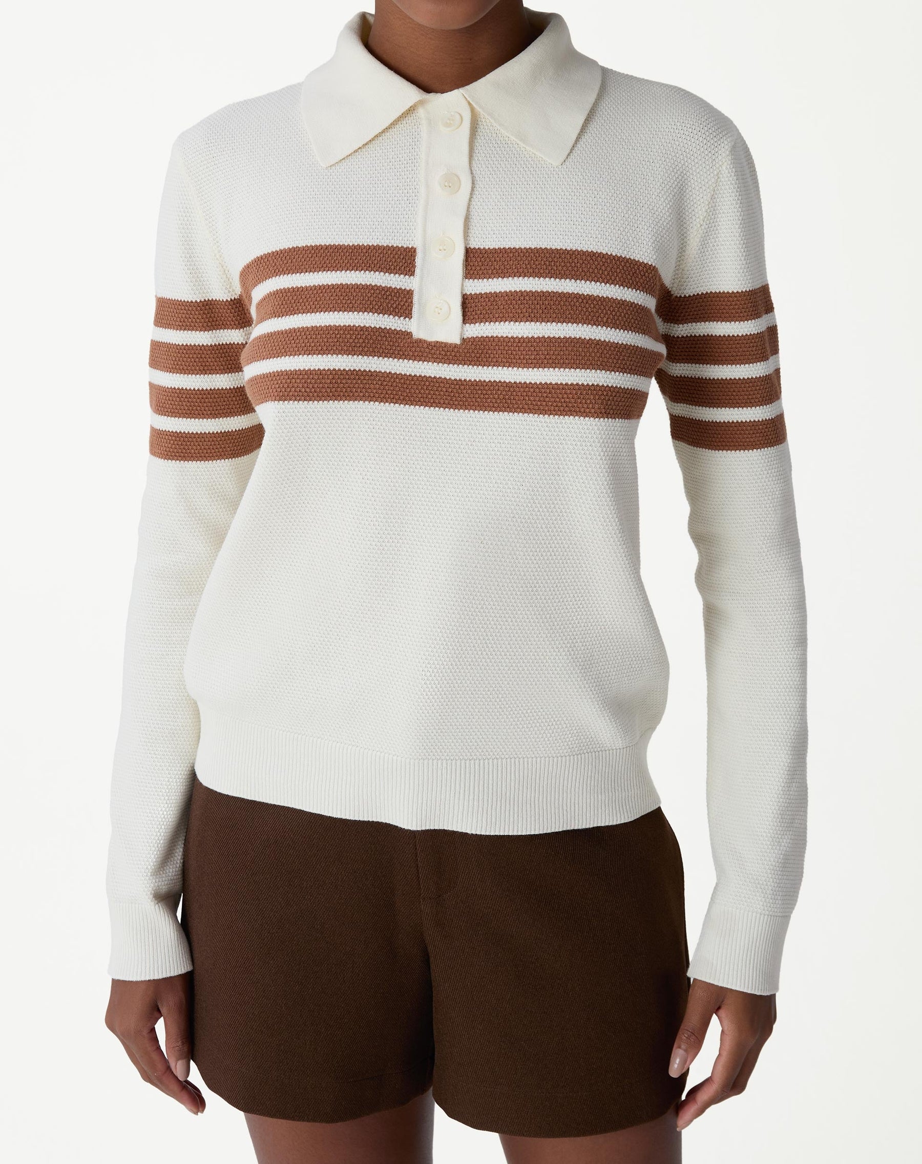 SUÉTER GOLA POLO MANGA LONGA TRICOT - OFF-WHITE