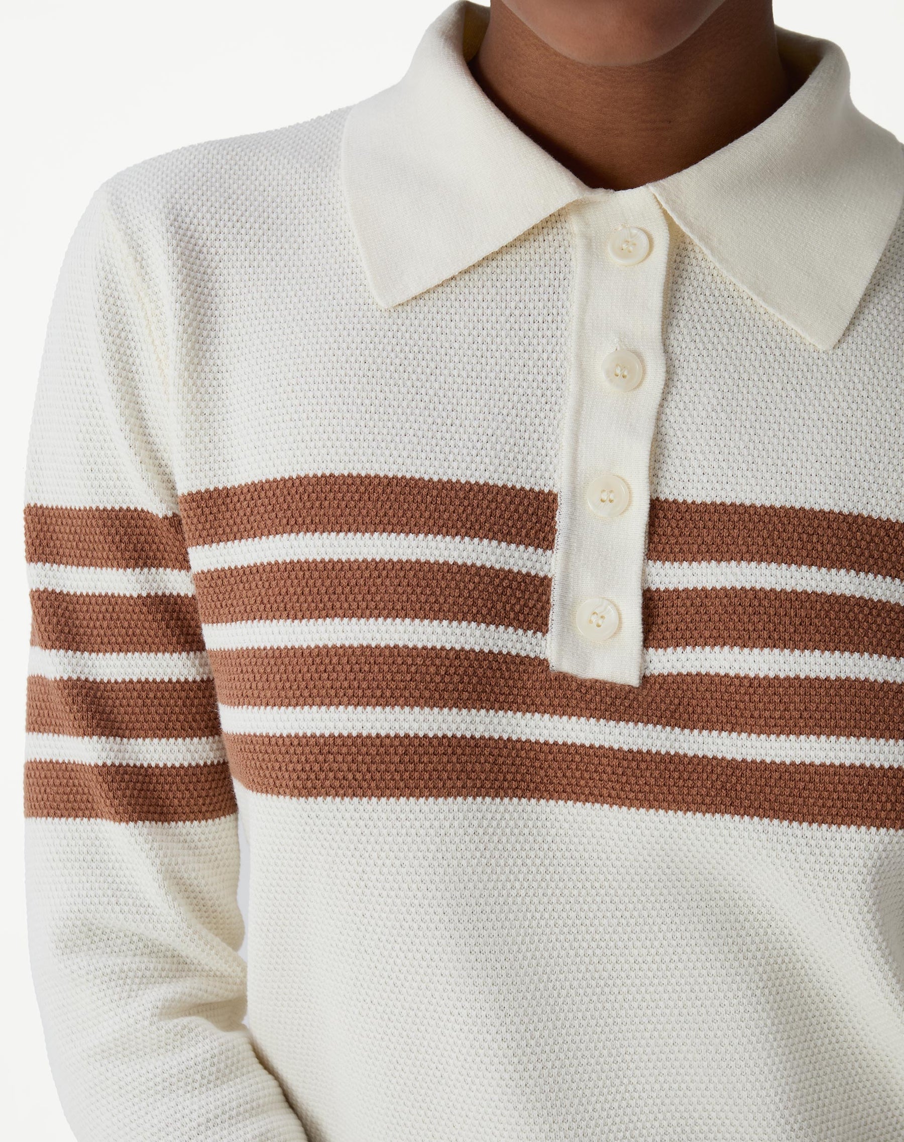 SUÉTER GOLA POLO MANGA LONGA TRICOT - OFF-WHITE