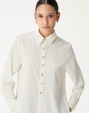 CAMISA ALONGADA COM FENDA - OFF-WHITE
