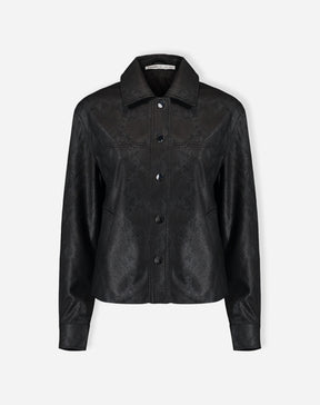 JAQUETA QUADRADA COBRA PU - PRETO