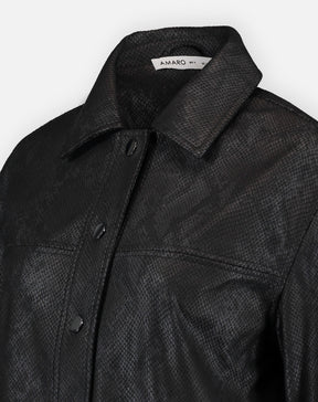 JAQUETA QUADRADA COBRA PU - PRETO