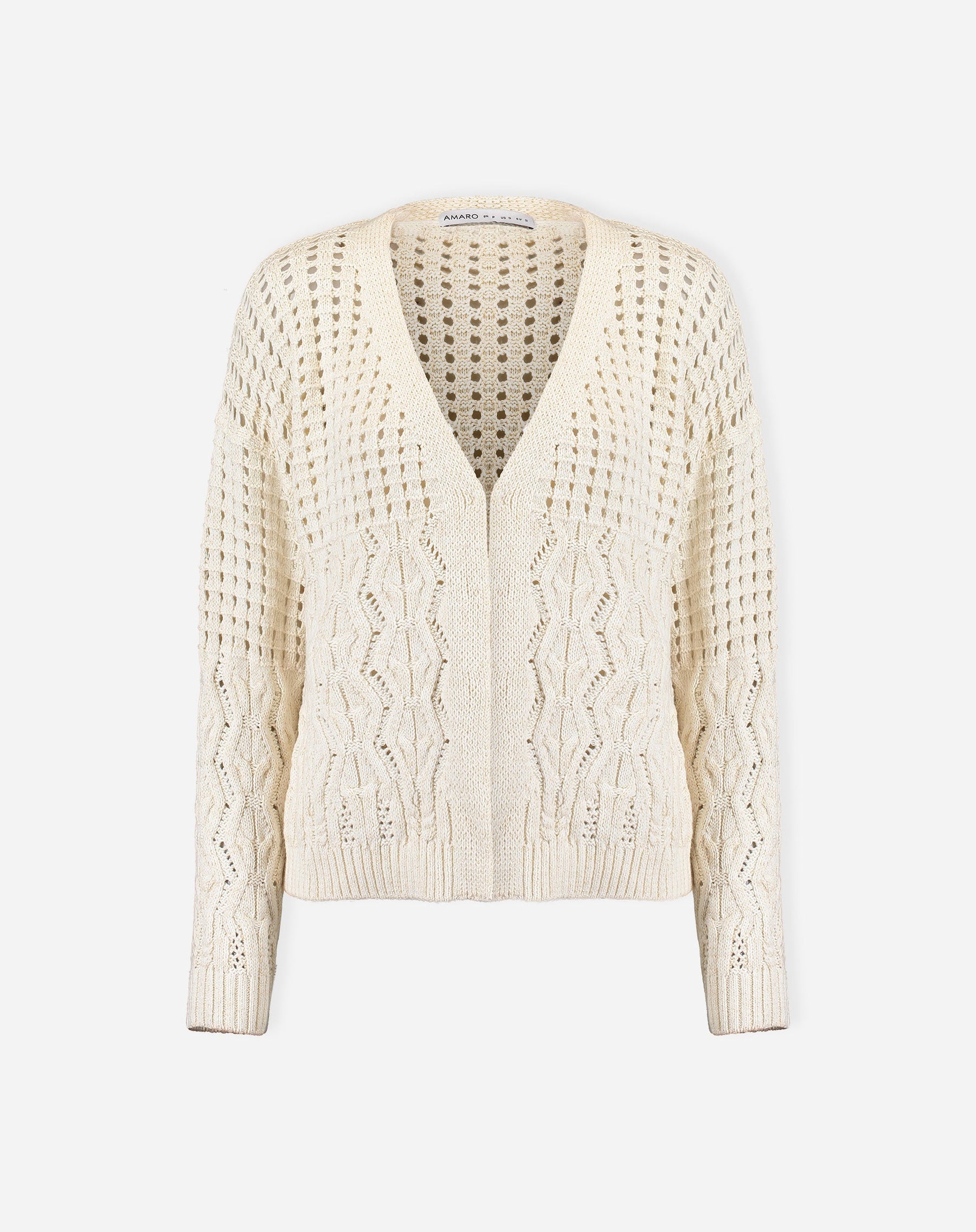 CARDIGAN TRICOT PONTO DIFERENCIADO - BEGE