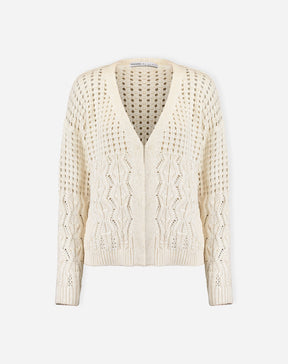 CARDIGAN TRICOT PONTO DIFERENCIADO - BEGE