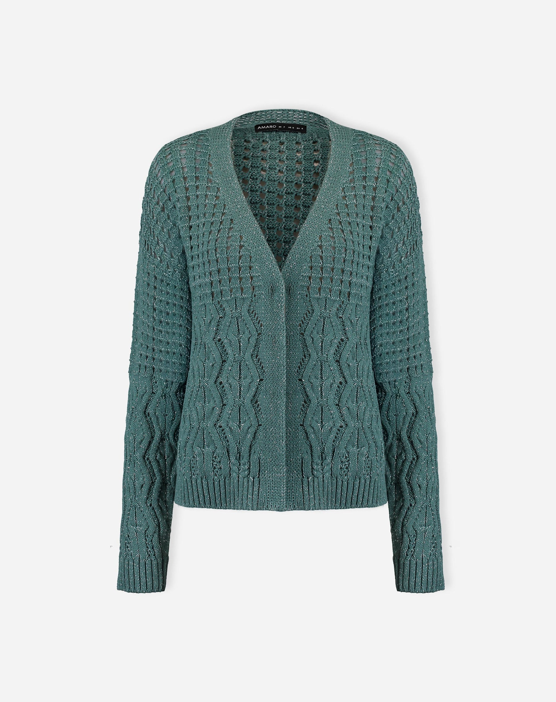 CARDIGAN TRICOT PONTO DIFERENCIADO - VERDE