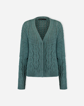 CARDIGAN TRICOT PONTO DIFERENCIADO - VERDE