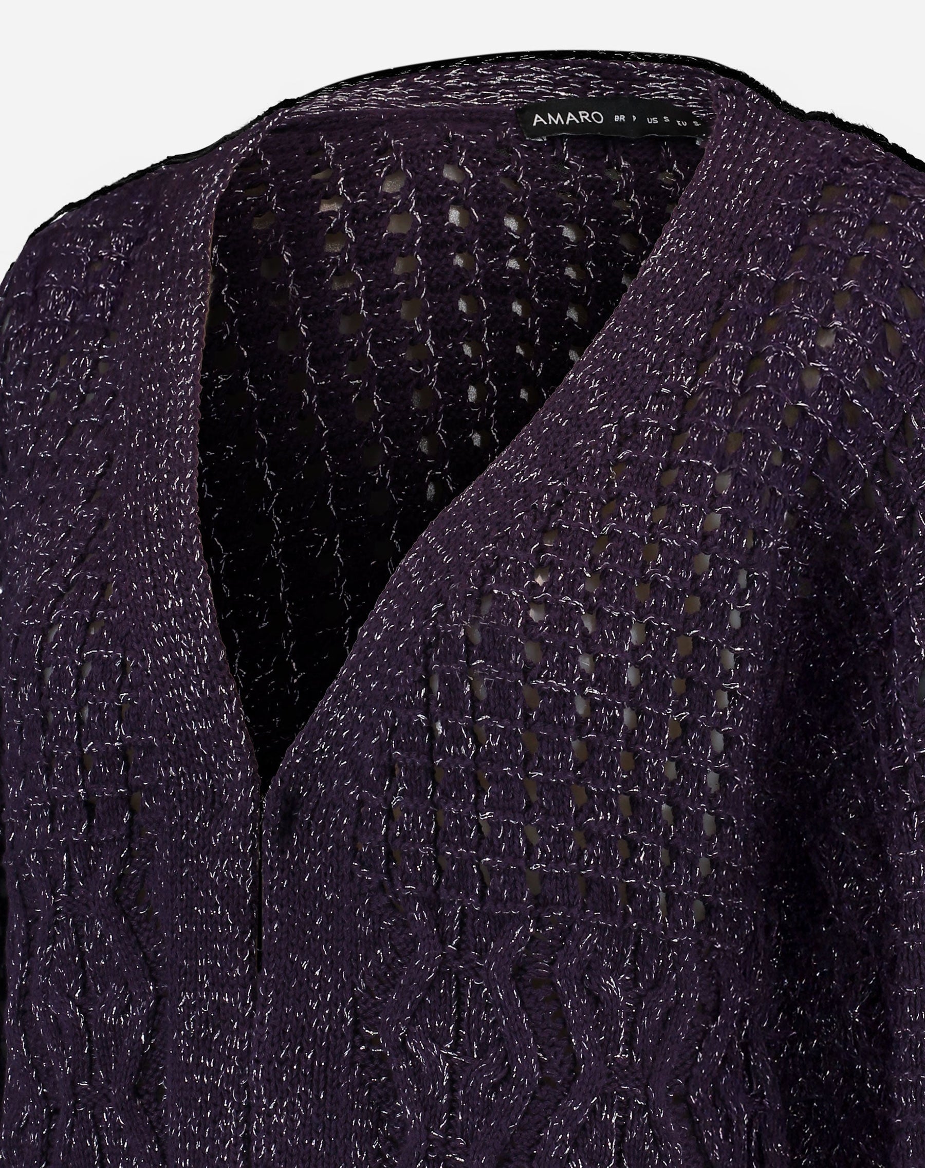 CARDIGAN TRICOT PONTO DIFERENCIADO - ROXO