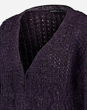 CARDIGAN TRICOT PONTO DIFERENCIADO - ROXO