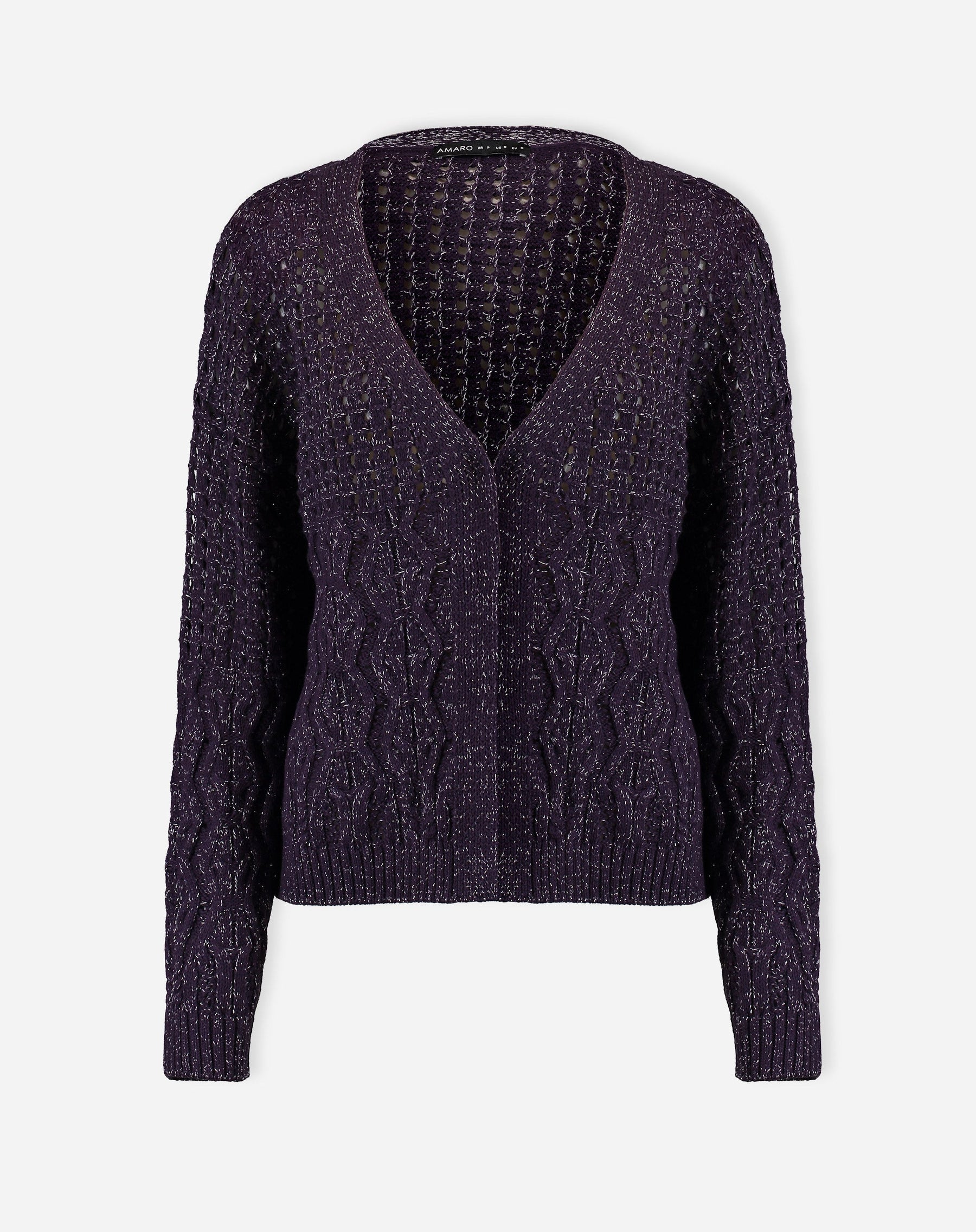 CARDIGAN TRICOT PONTO DIFERENCIADO - ROXO