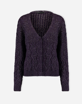 CARDIGAN TRICOT PONTO DIFERENCIADO - ROXO