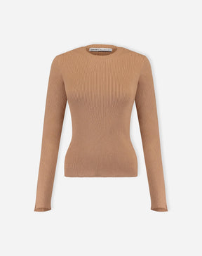 SUÉTER TRICOT GOLA CARECA - BEGE