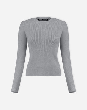 SUÉTER TRICOT GOLA CARECA - CINZA MESCLA