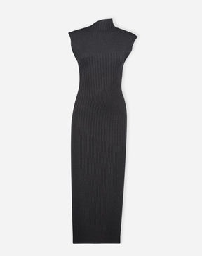 VESTIDO MIDI TRICOT RIB - CINZA MESCLA ESCURO