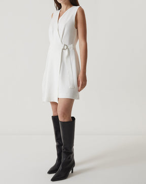 VESTIDO DECOTE V DE ALFAIATARIA - OFF-WHITE