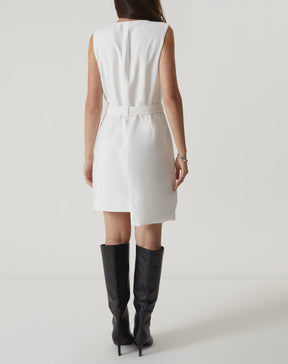 VESTIDO DECOTE V DE ALFAIATARIA - OFF-WHITE