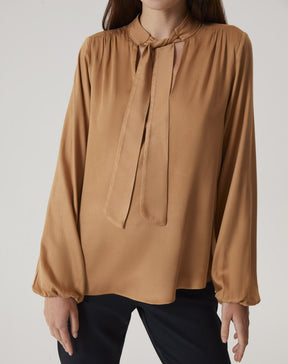 BLUSA MANGA LONGA DECOTE V - BEGE