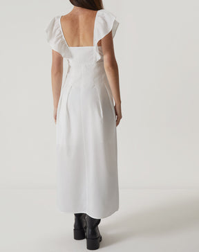 VESTIDO MIDI DE TRICOLINE - OFF-WHITE