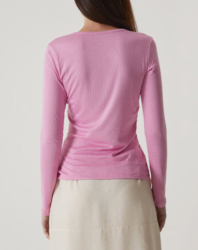 BLUSA MANGA LONGA DE MALHA - ROSA