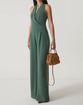 MACACÃO DECOTE V DE CREPE - VERDE