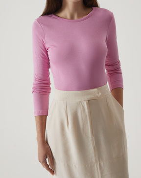 BLUSA MANGA LONGA DE MALHA - ROSA