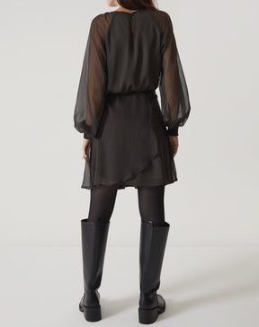 VESTIDO CURTO MANGA LONGA BUFANTE - VERDE