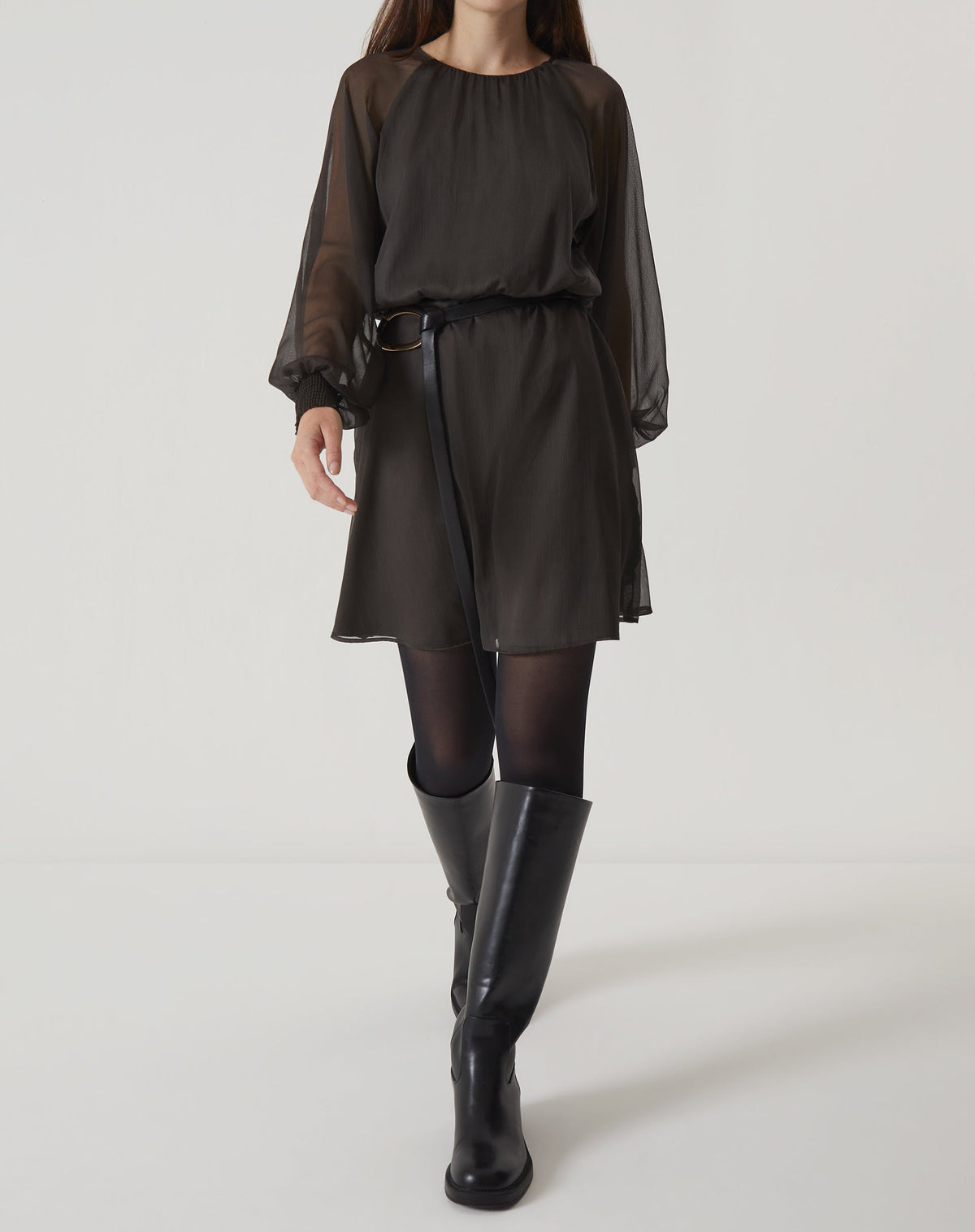 VESTIDO CURTO MANGA LONGA BUFANTE - VERDE